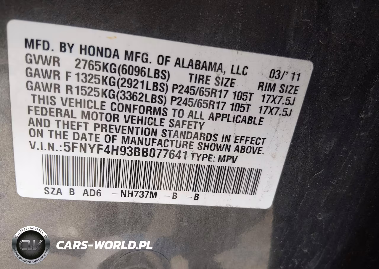 2011 Honda Pilot Touring VIN:5FNYF4H93BB077641 - 9