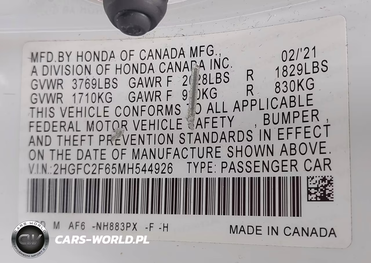 2021 Honda Civic Lx VIN:2HGFC2F65MH544926 - 9