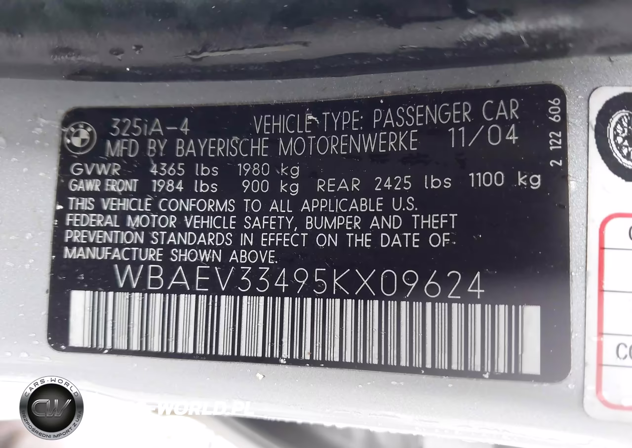 2005 BMW 325I VIN:WBAEV33495KX09624 - 9