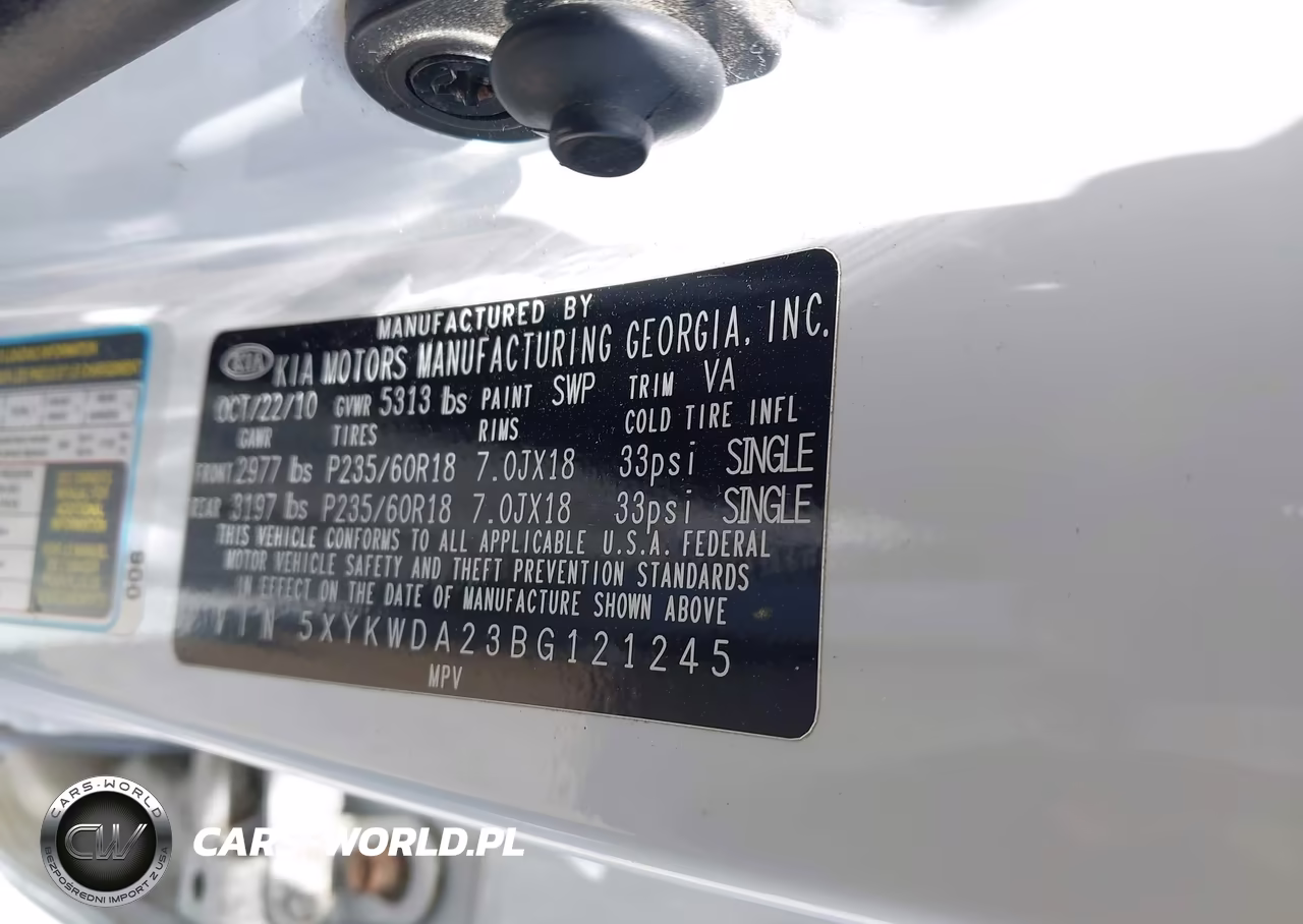 2011 Kia Sorento Sx V6 VIN:5XYKWDA23BG121245 - 9