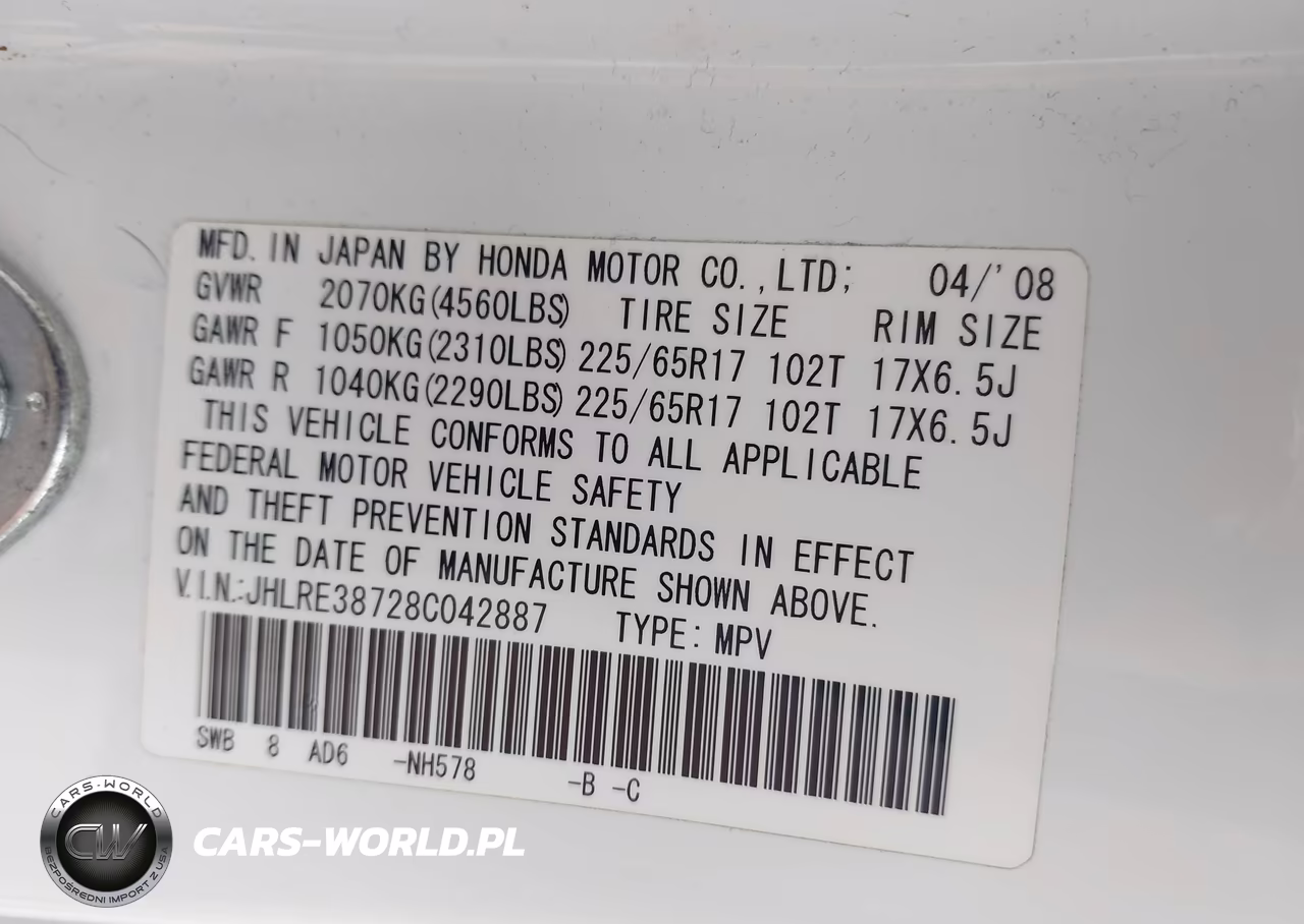 2008 Honda Cr-V Ex-L VIN:JHLRE38728C042887 - 9