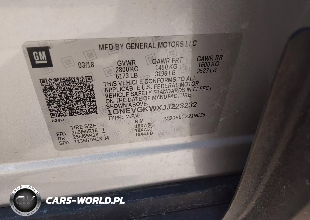 2018 Chevrolet Traverse 1Lt VIN:1GNEVGKWXJJ223232 - 9