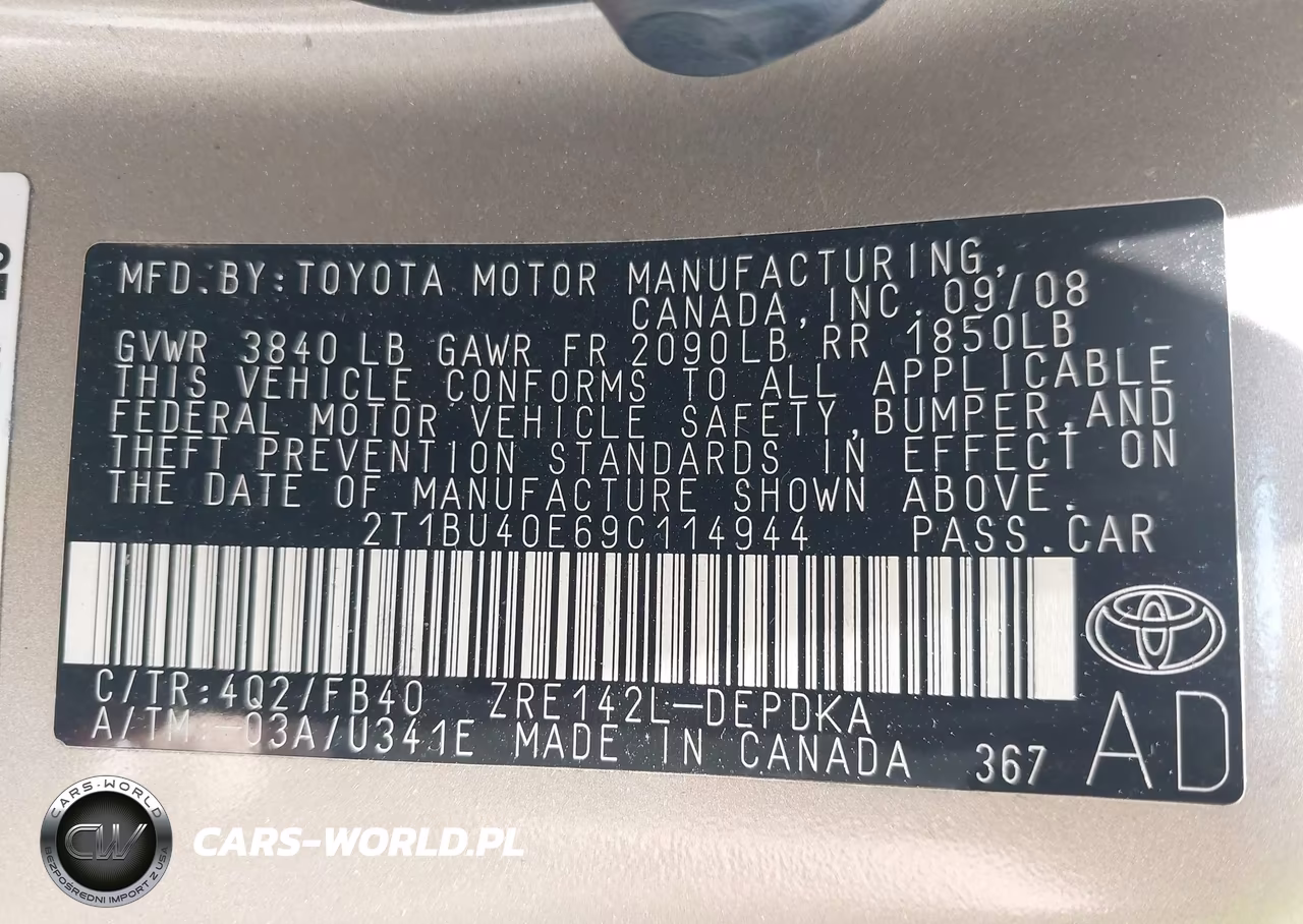 2009 Toyota Corolla Le VIN:2T1BU40E69C114944 - 9