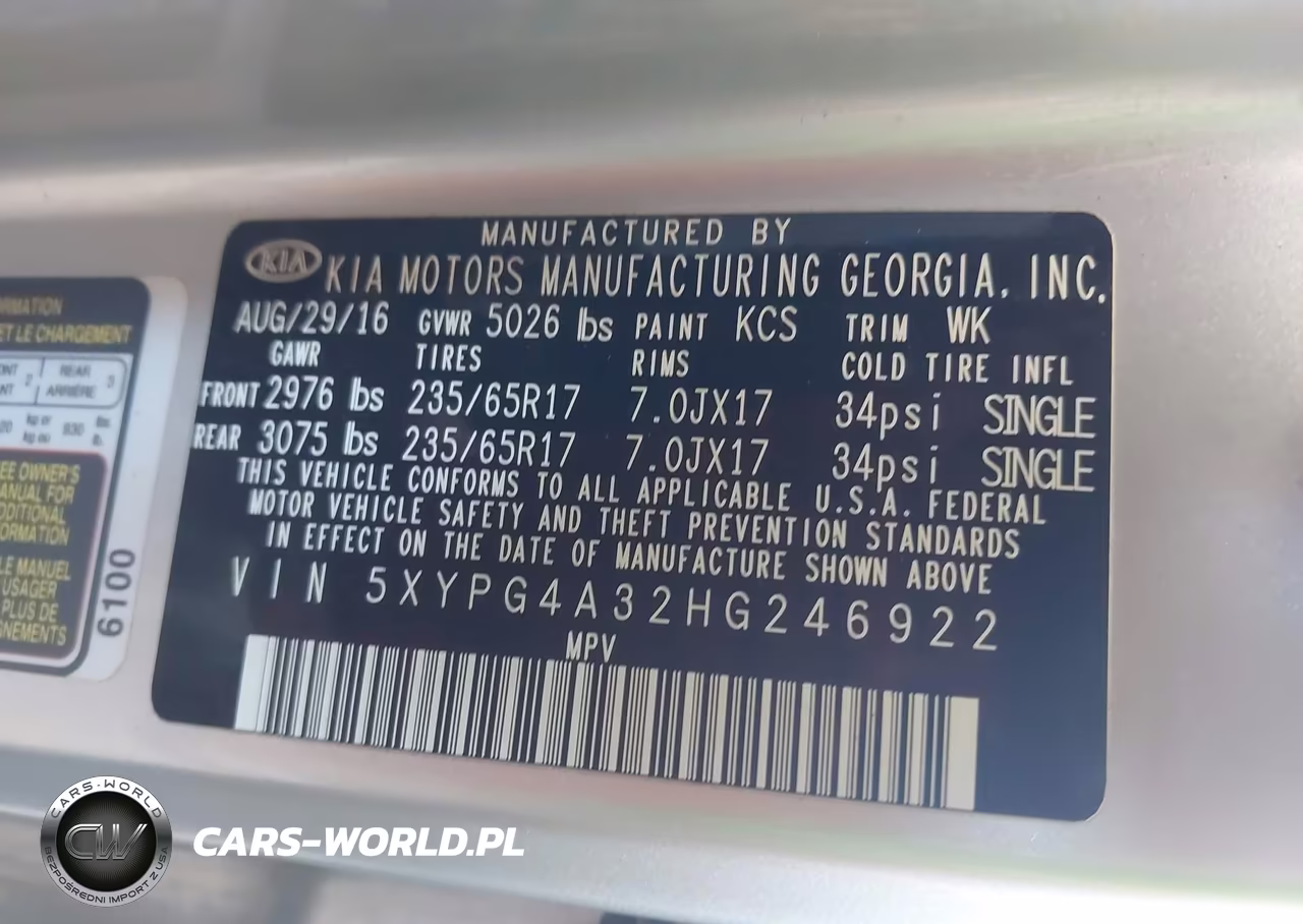 2017 Kia Sorento 2.4L Lx VIN:5XYPG4A32HG246922 - 9