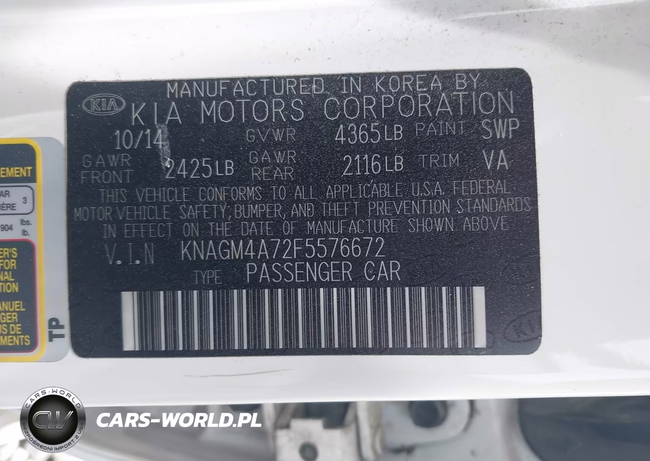 2015 Kia Optima Lx VIN:KNAGM4A72F5576672 - 9