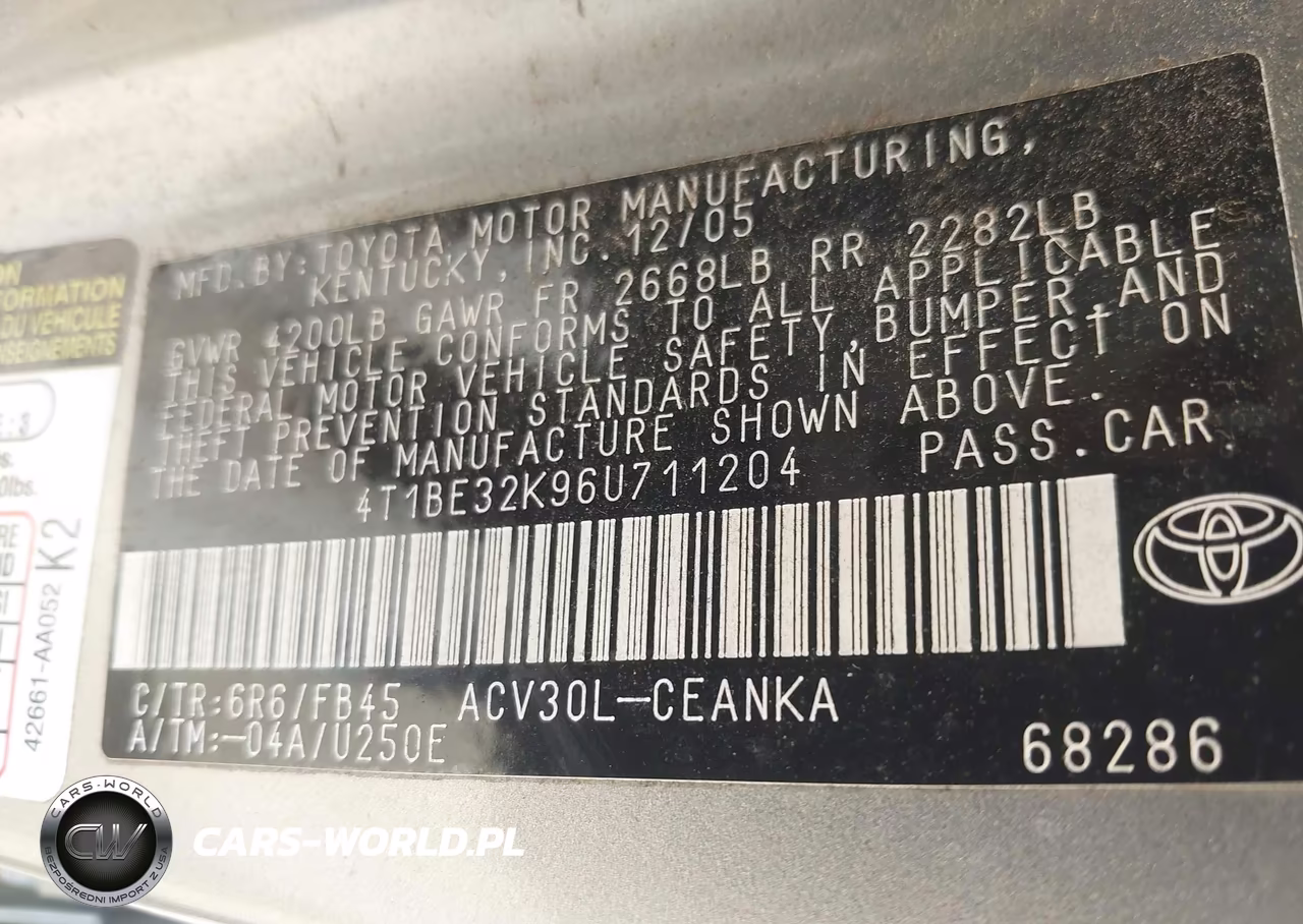 2006 Toyota Camry Le VIN:4T1BE32K96U711204 - 9