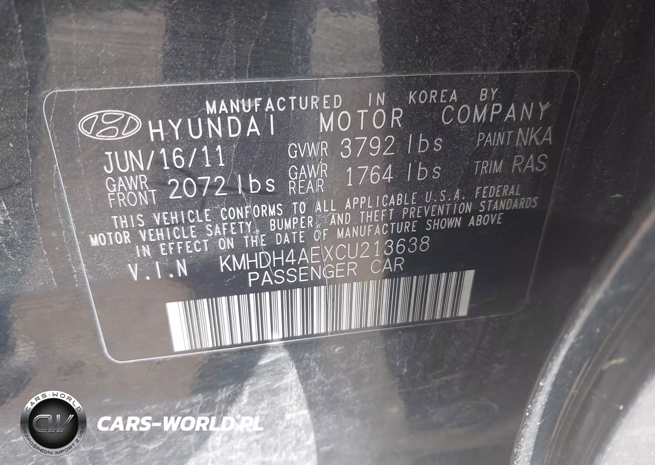 2012 Hyundai Elantra Limited (Ulsan Plant) VIN:KMHDH4AEXCU213638 - 9