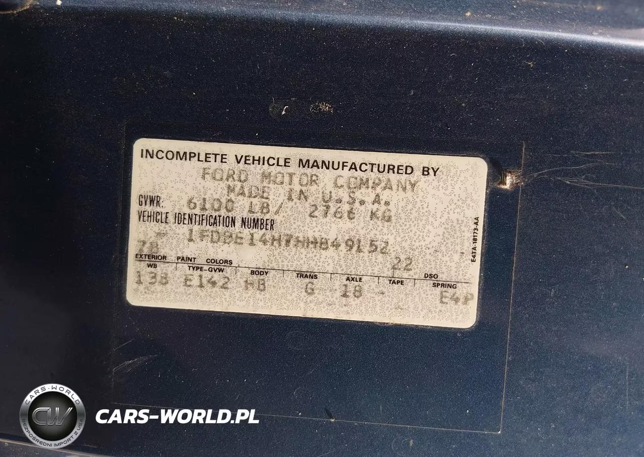 1987 Ford Econoline E150 Van VIN:1FDDE14H7HHB49152 - 9
