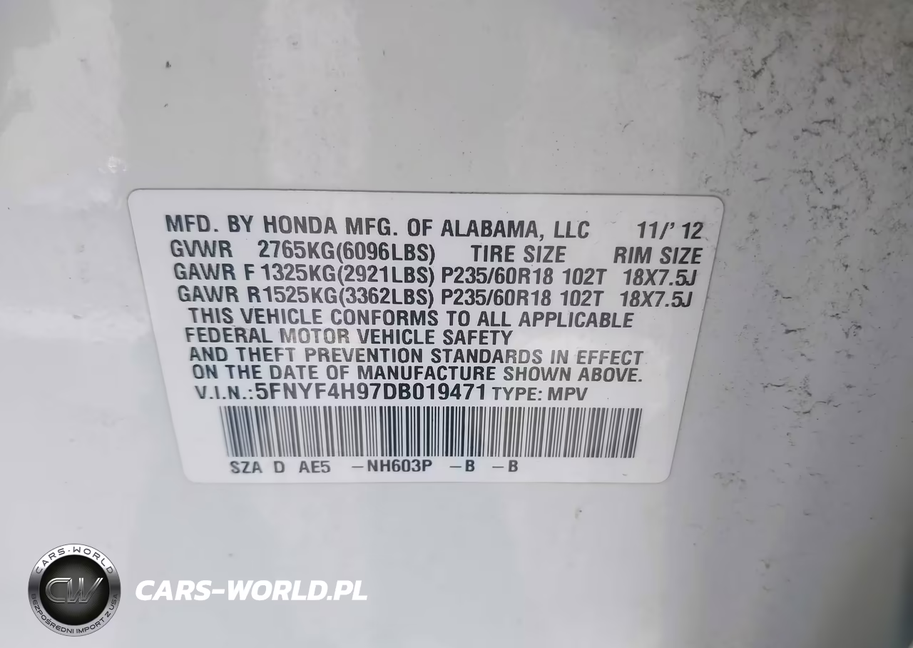 2013 Honda Pilot Touring VIN:5FNYF4H97DB019471 - 17