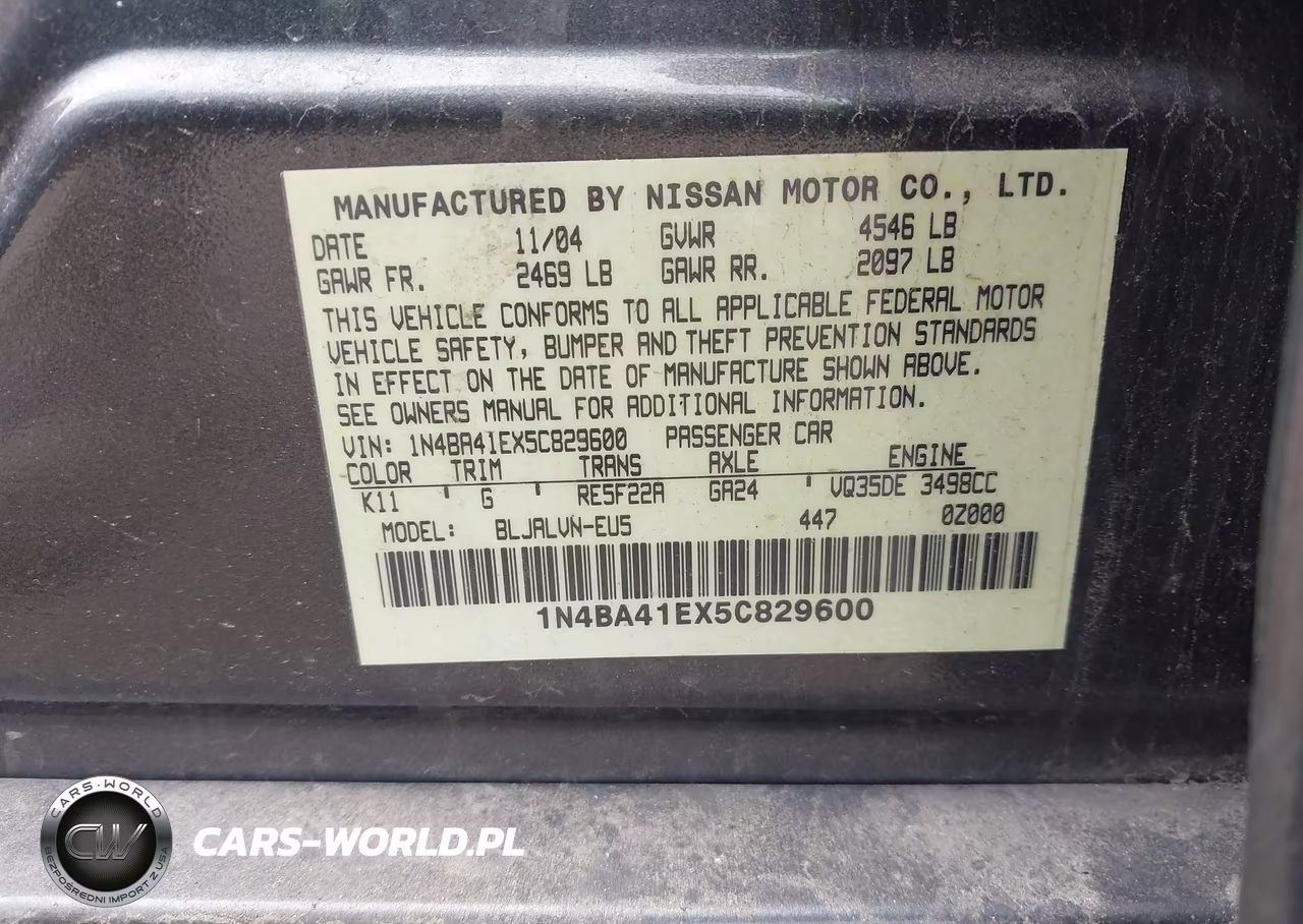 2005 Nissan Maxima 3.5 Sl VIN:1N4BA41EX5C829600 - 9