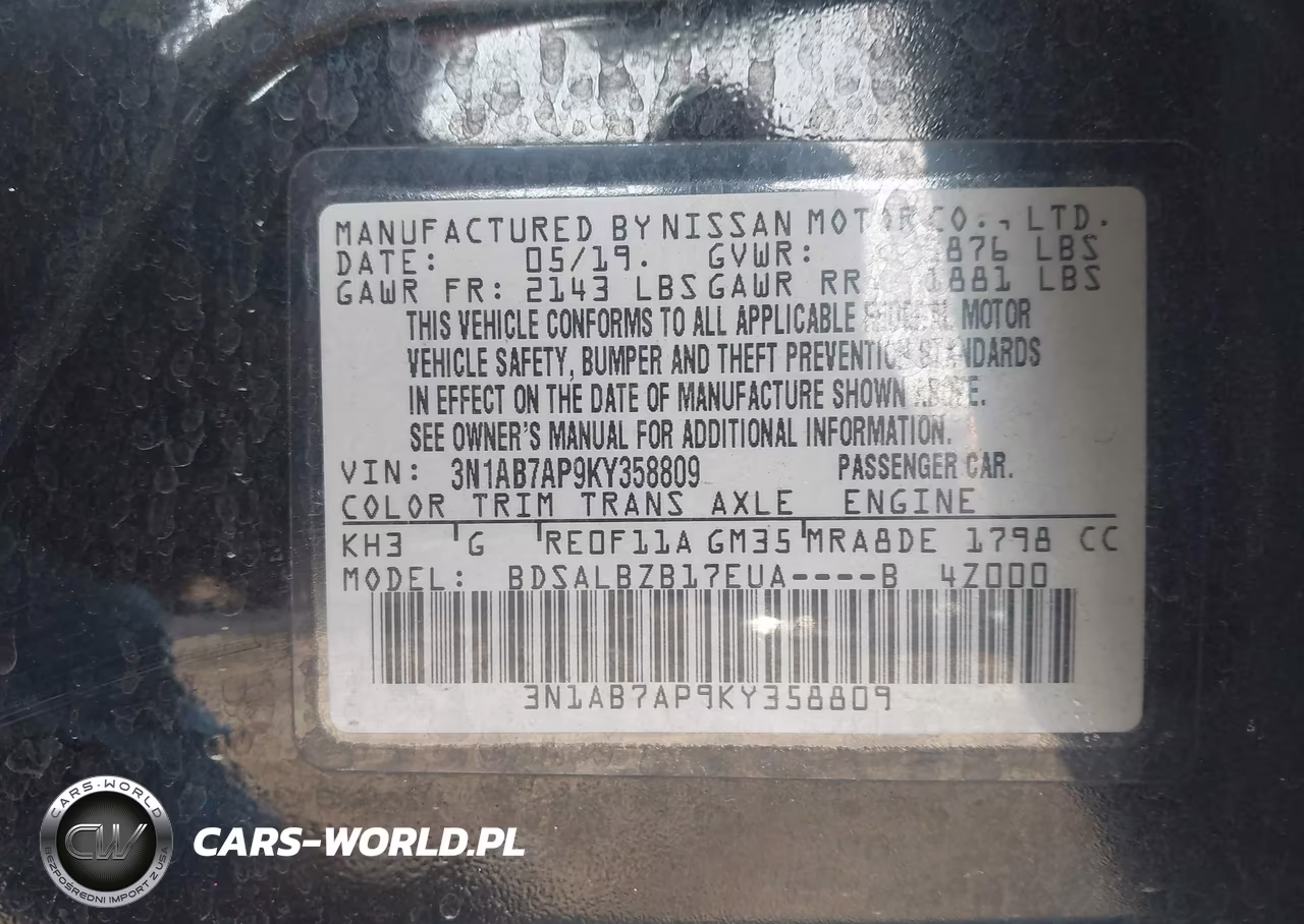 2019 Nissan Sentra S VIN:3N1AB7AP9KY358809 - 9
