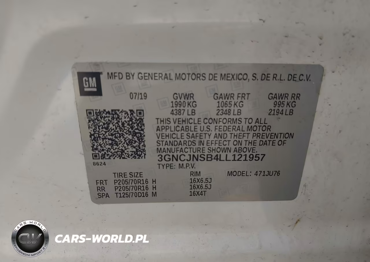 2020 Chevrolet Trax Awd Ls VIN:3GNCJNSB4LL121957 - 9