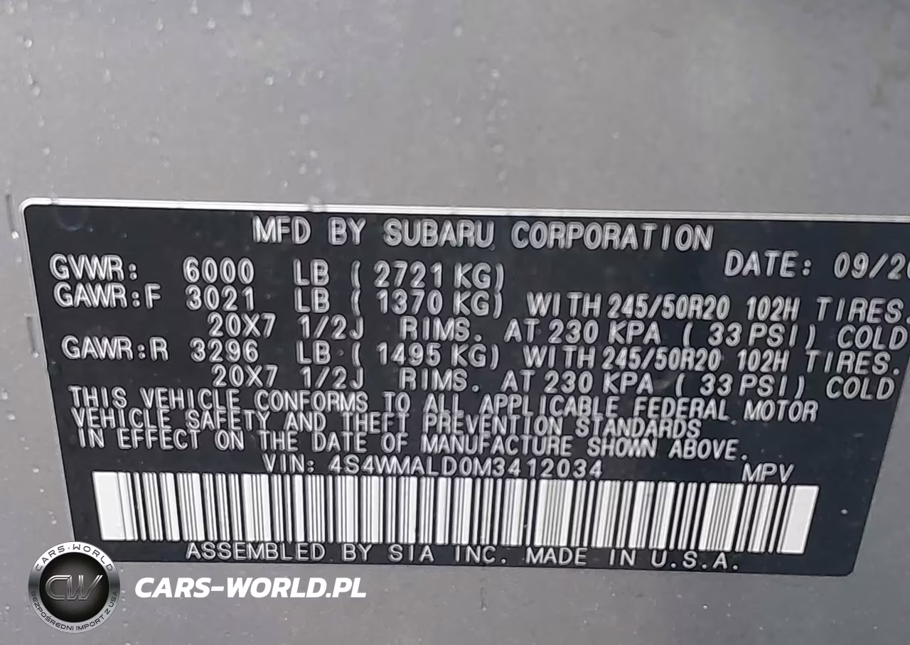 2021 Subaru Ascent Limited VIN:4S4WMALD0M3412034 - 9