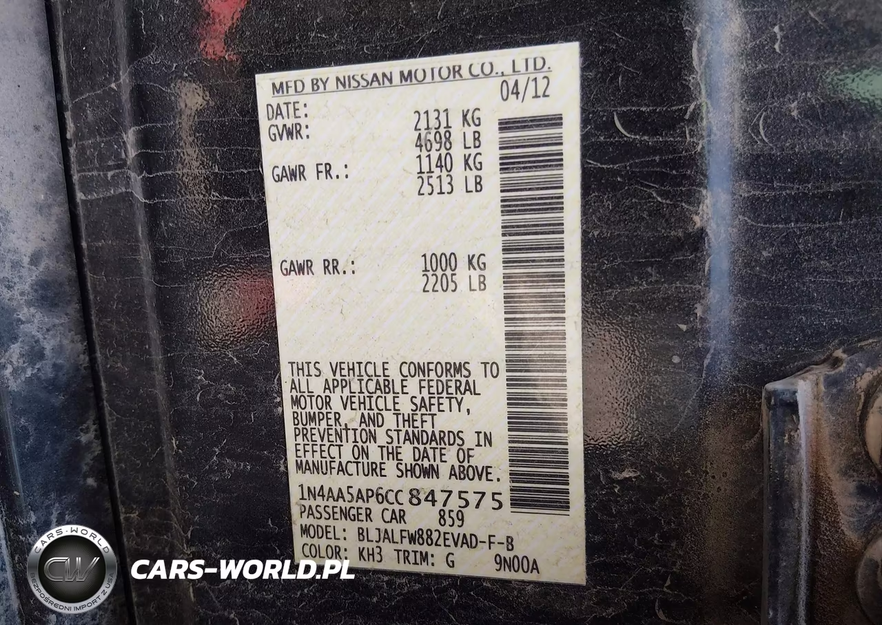 2012 Nissan Maxima 3.5 Sv VIN:1N4AA5AP6CC847575 - 9