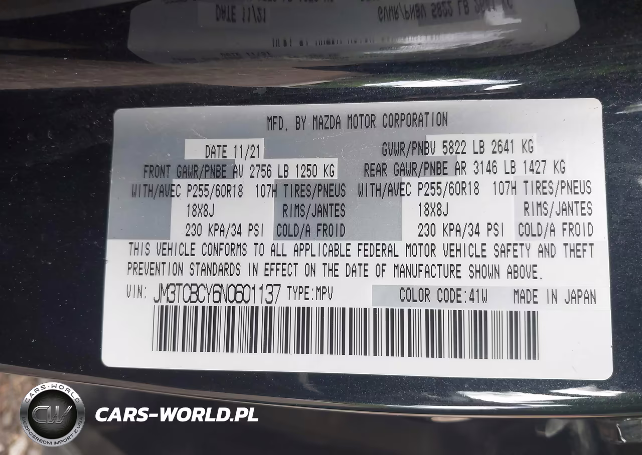 2022 Mazda Cx-9 Touring VIN:JM3TCBCY6N0601137 - 9