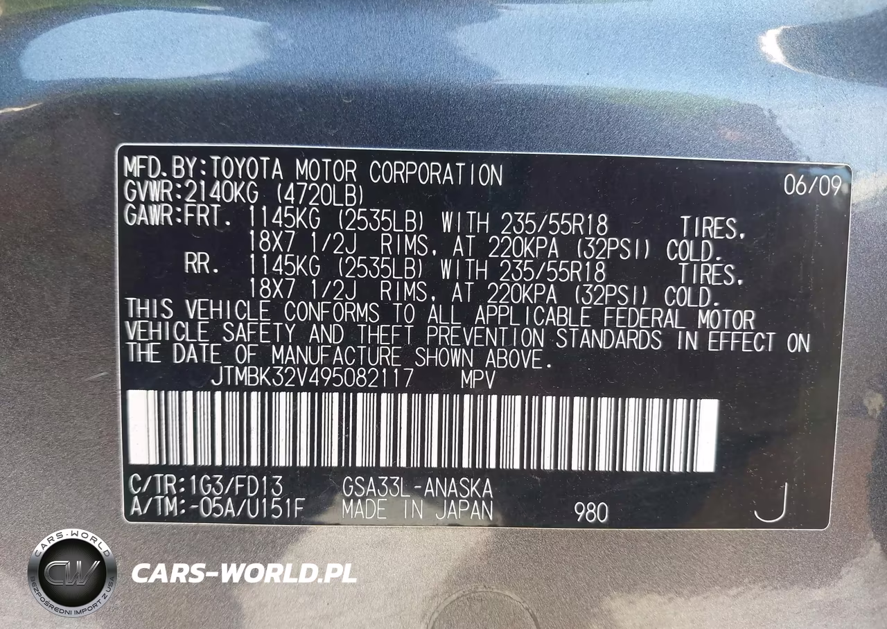 2009 Toyota Rav4 Sport V6 VIN:JTMBK32V495082117 - 9