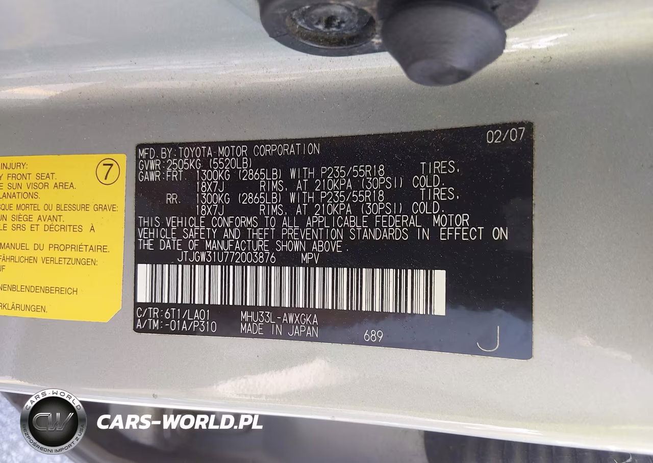 2007 Lexus Rx 400H VIN:JTJGW31U772003876 - 9
