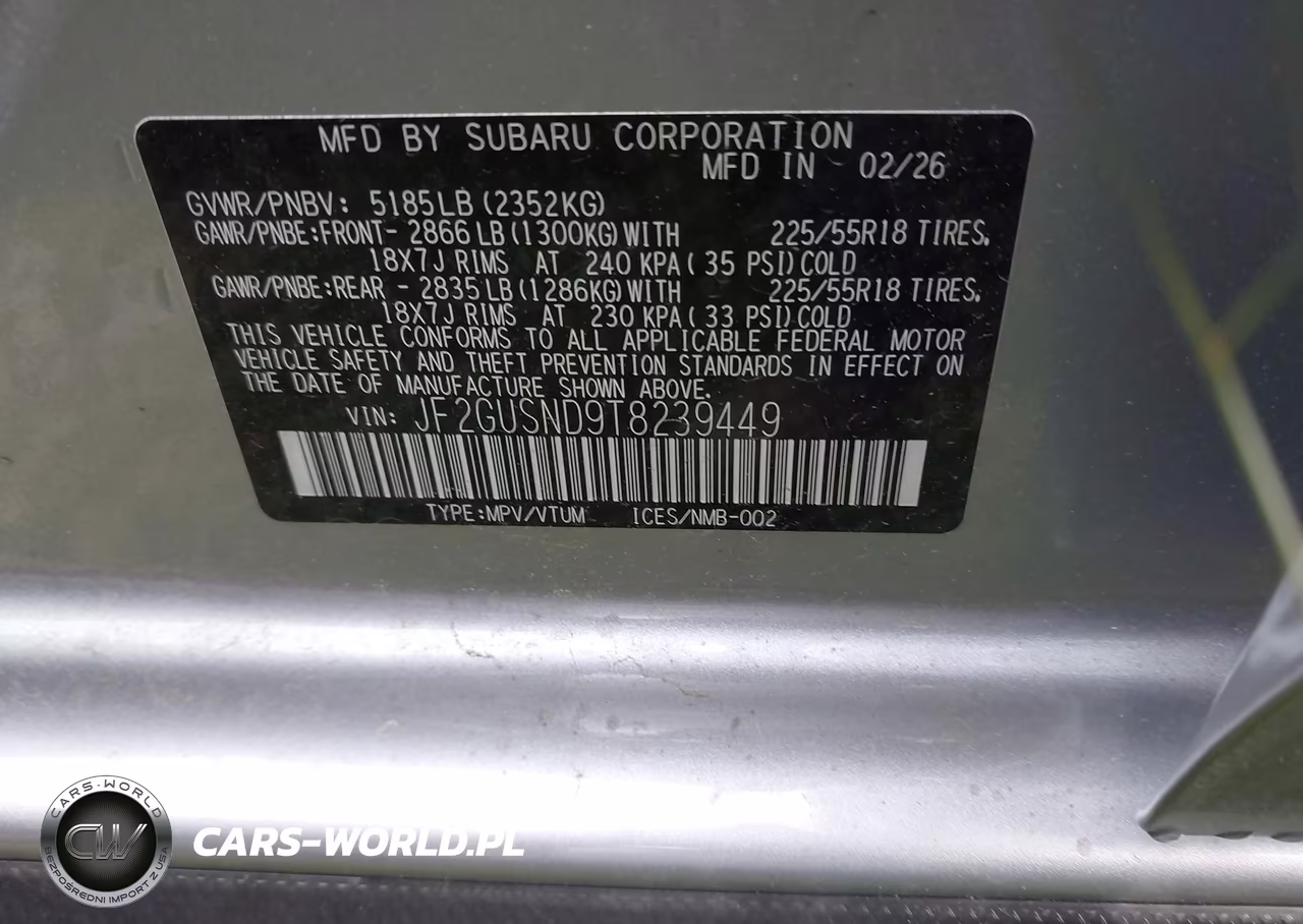 2026 Subaru Crosstrek Limited VIN:JF2GUSND9T8239449 - 9