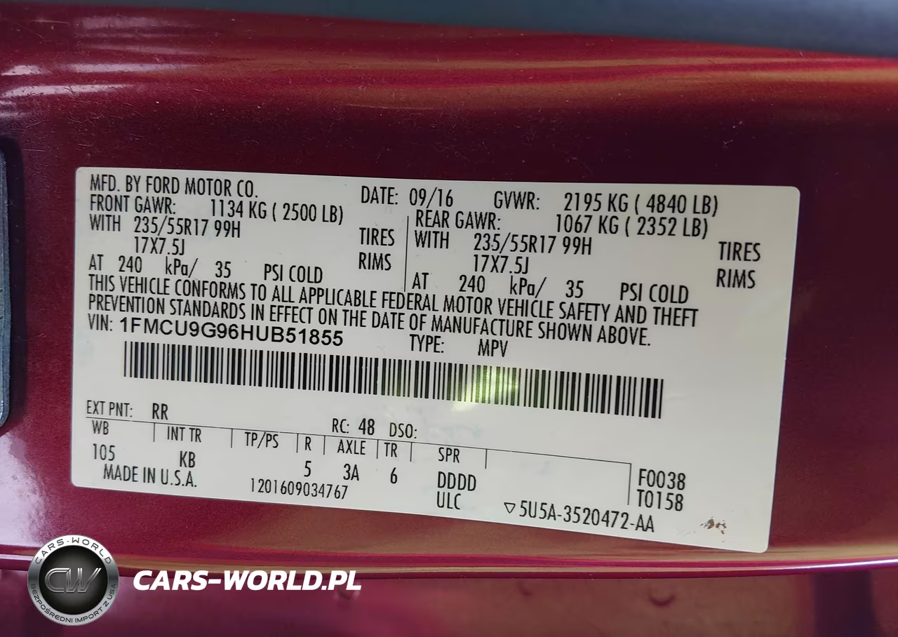 2017 Ford Escape Se VIN:1FMCU9G96HUB51855 - 9