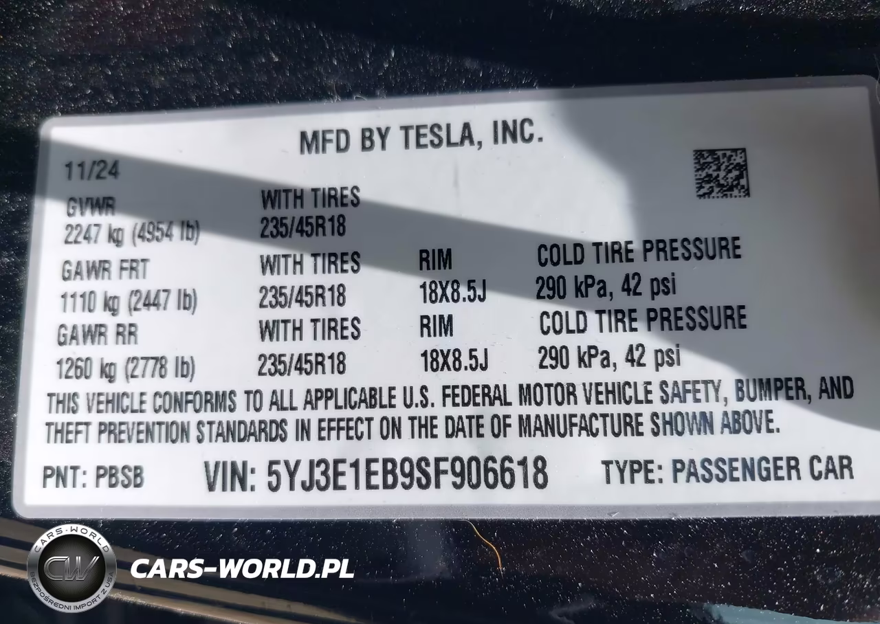 2025 Tesla Model 3 Long Range All-Wheel Drive VIN:5YJ3E1EB9SF906618 - 9
