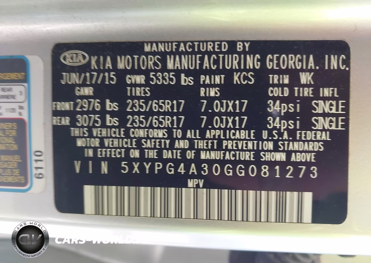 2016 Kia Sorento 2.4L Lx VIN:5XYPG4A30GG081273 - 9