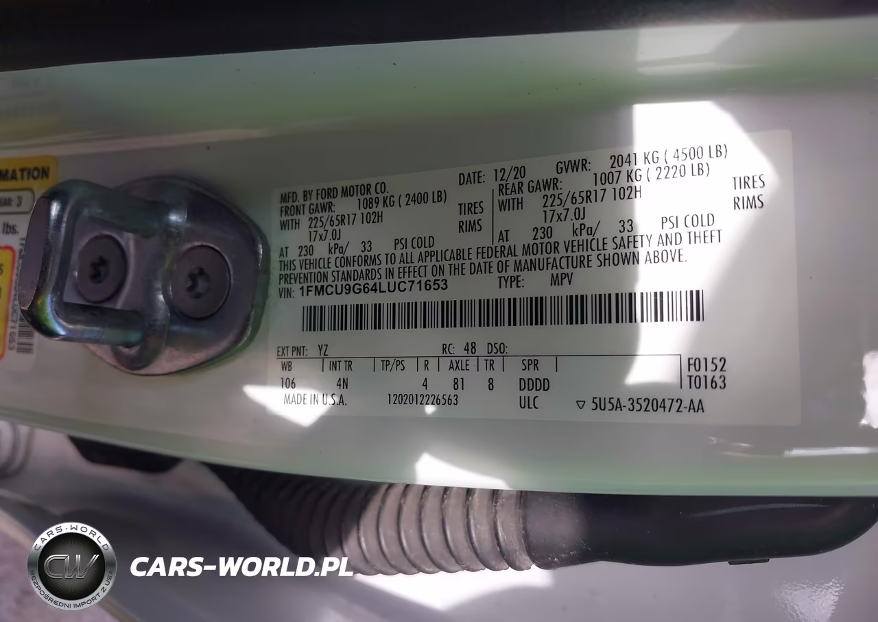 2020 Ford Escape Se VIN:1FMCU9G64LUC71653 - 9