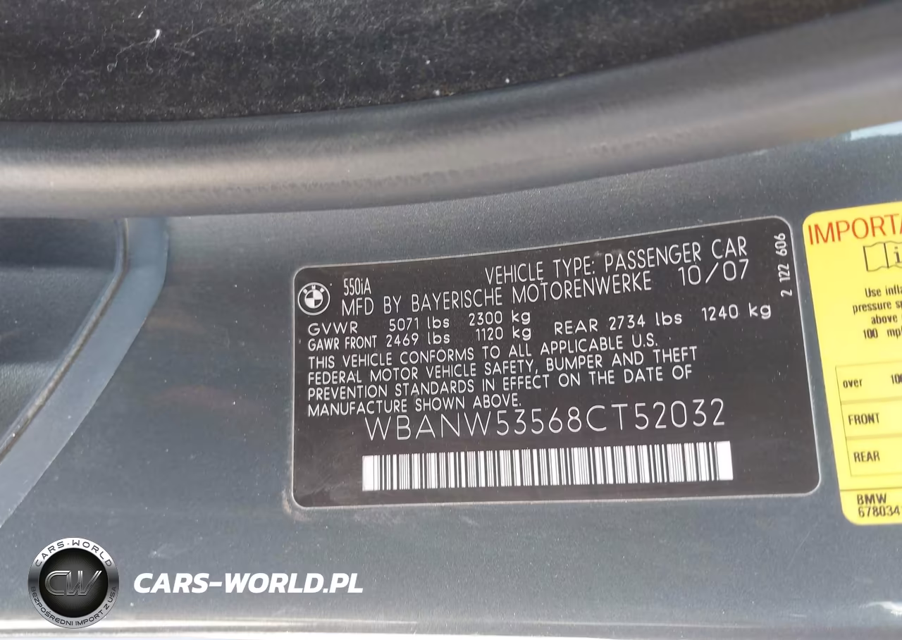 2008 BMW 550I VIN:WBANW53568CT52032 - 9
