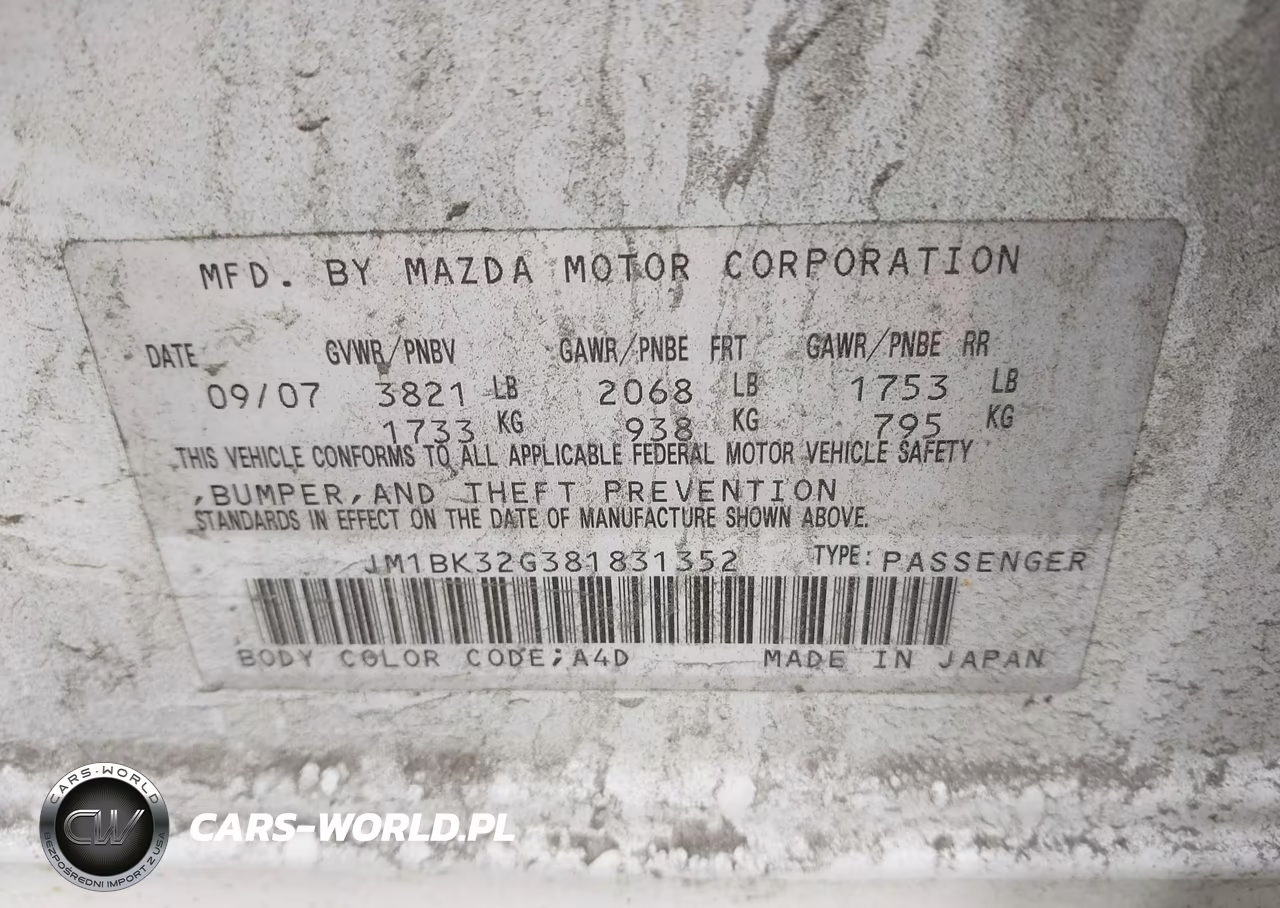 2008 Mazda Mazda3 I VIN:JM1BK32G381831352 - 9