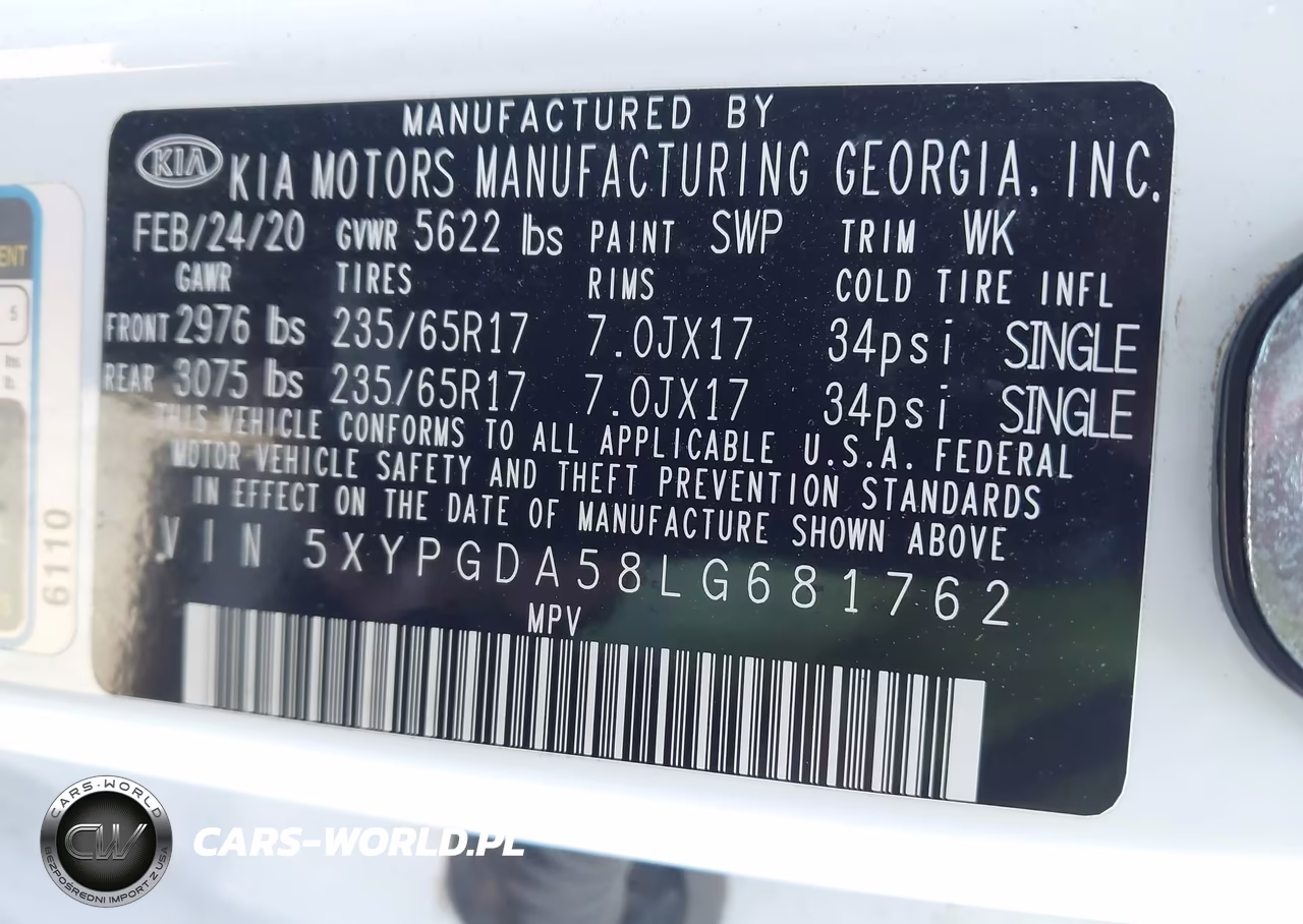 2020 Kia Sorento 3.3L Lx VIN:5XYPGDA58LG681762 - 9