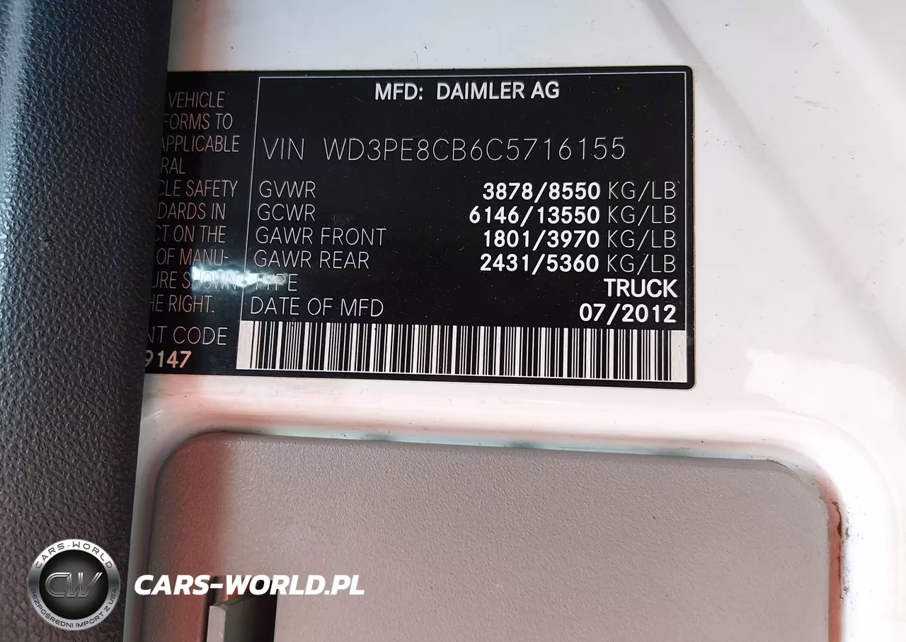 2012 Mercedes-Benz Sprinter 2500 High Roof VIN:WD3PE8CB6C5716155 - 9