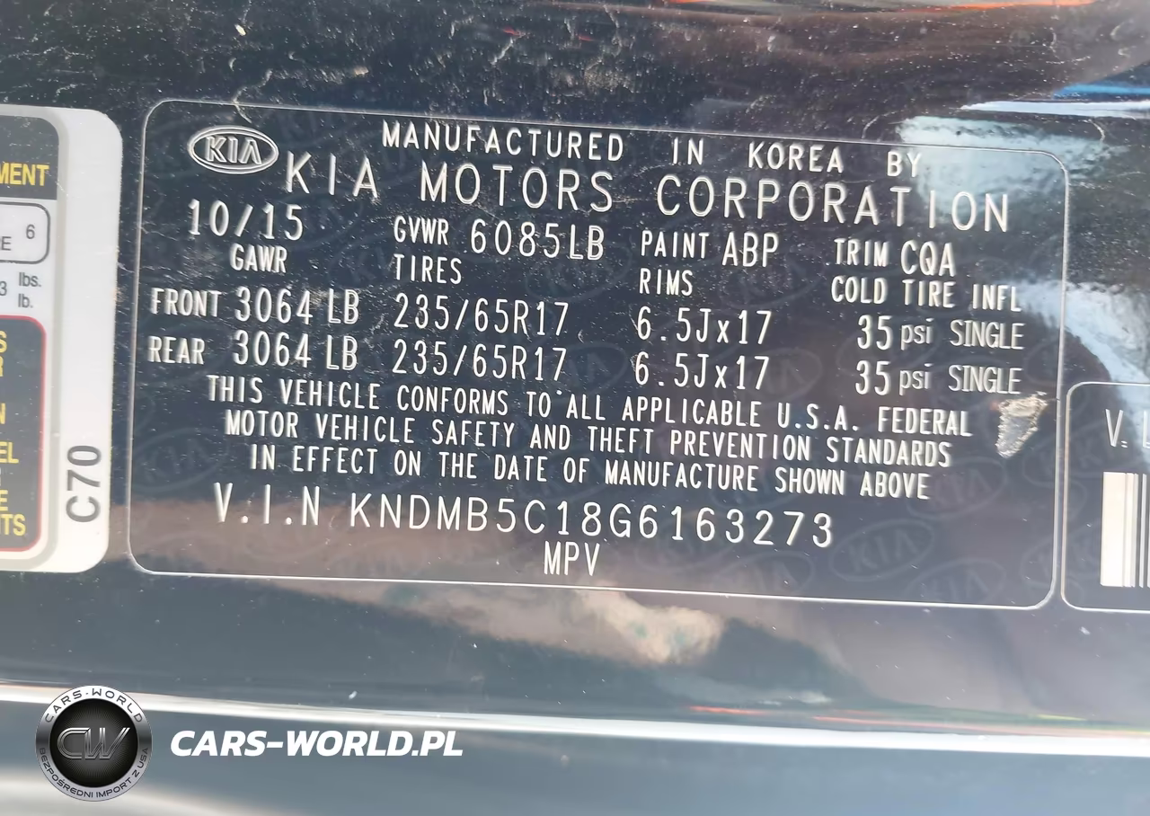 2016 Kia Sedona Lx VIN:KNDMB5C18G6163273 - 9