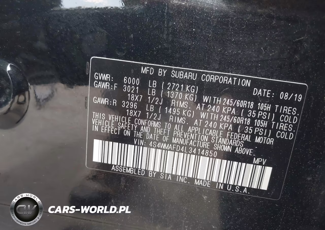 2020 Subaru Ascent Premium VIN:4S4WMAFD4L3414850 - 9
