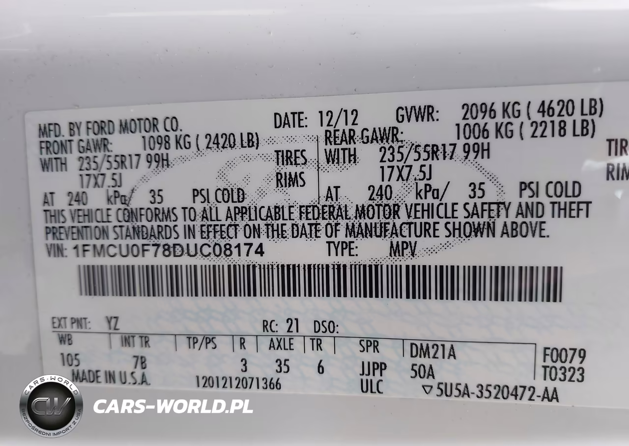 2013 Ford Escape S VIN:1FMCU0F78DUC08174 - 9