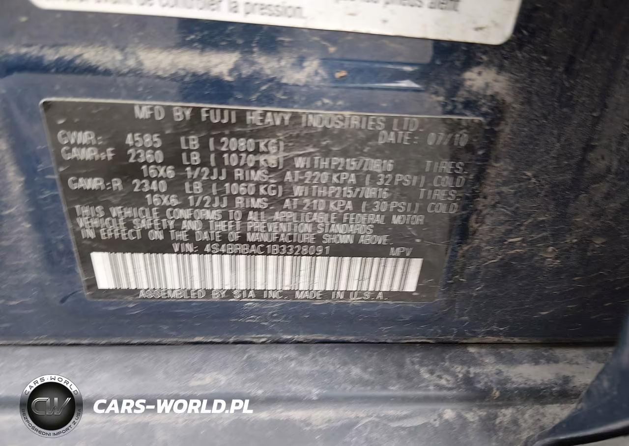 2011 Subaru Outback 2.5I VIN:4S4BRBAC1B3328091 - 9