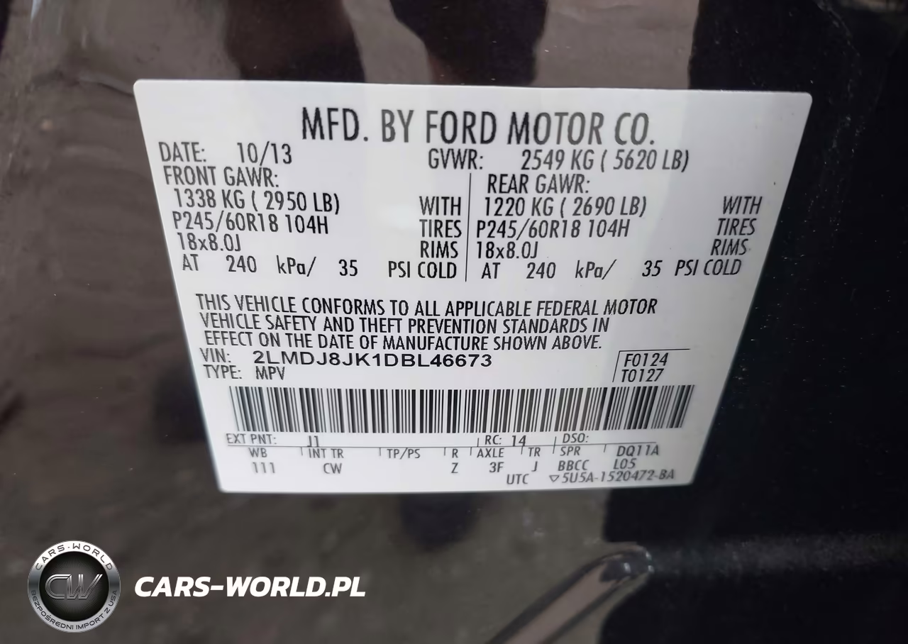 2013 Lincoln Mkx VIN:2LMDJ8JK1DBL46673 - 9