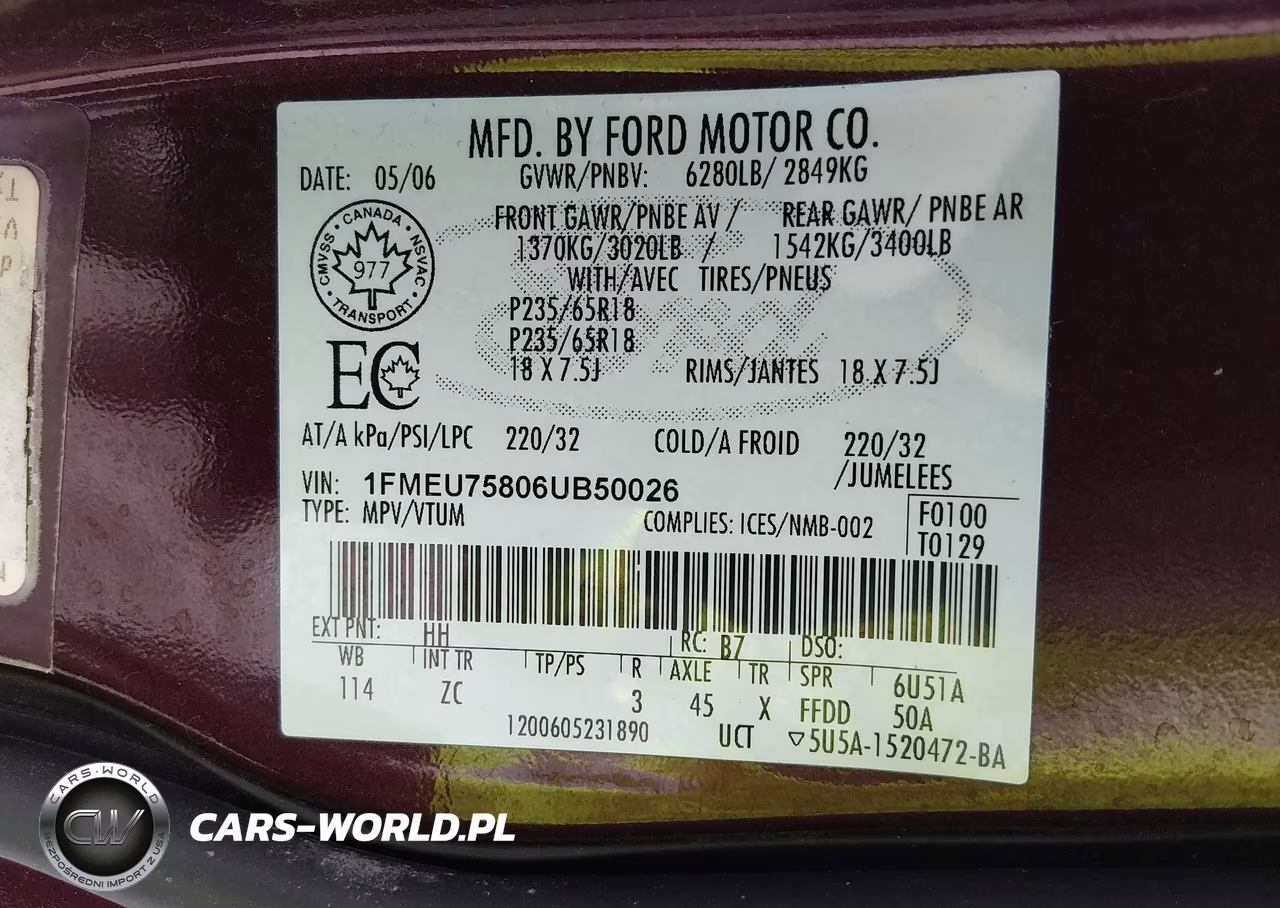 2006 Ford Explorer Limited VIN:1FMEU75806UB50026 - 9
