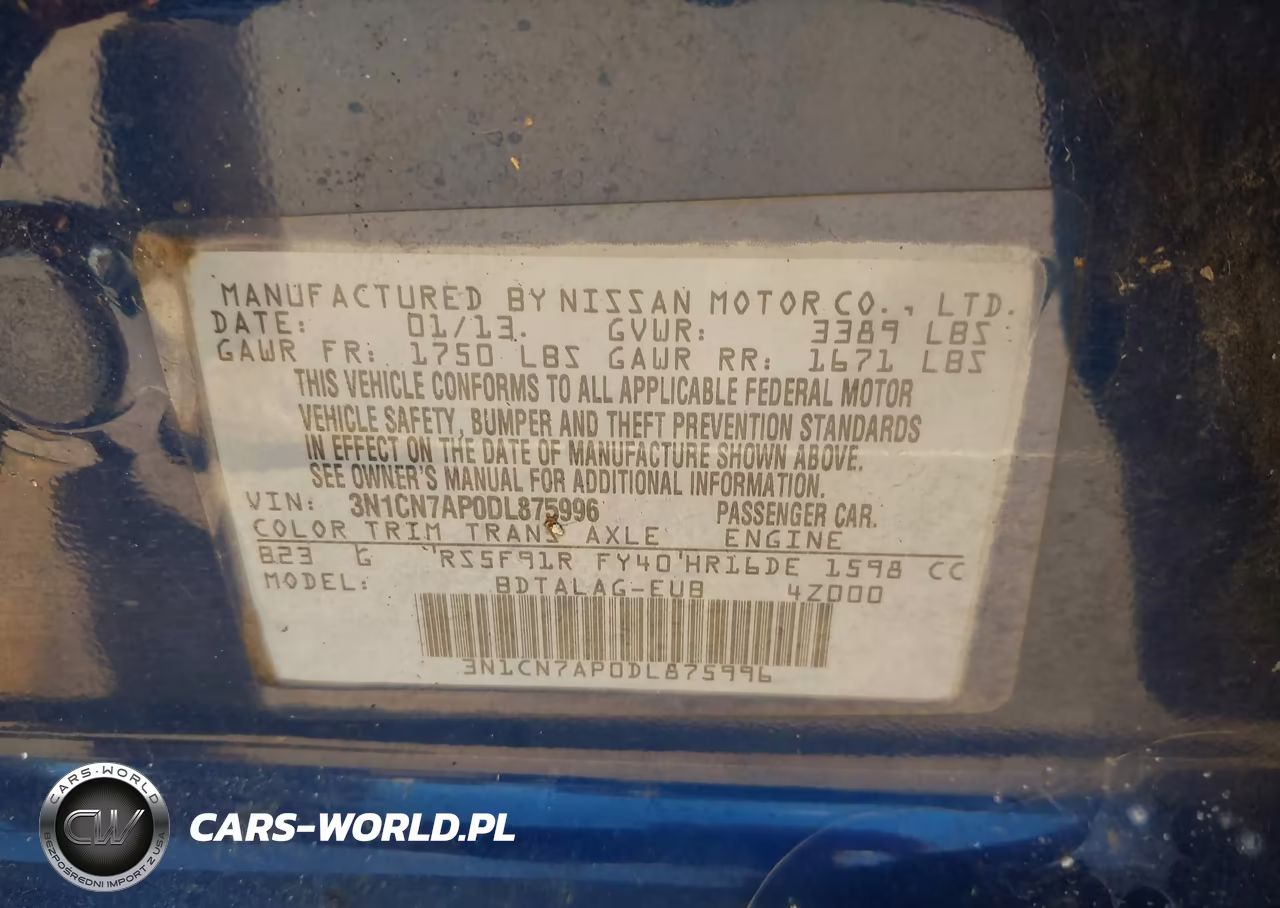 2013 Nissan Versa 1.6 S VIN:3N1CN7AP0DL875996 - 9