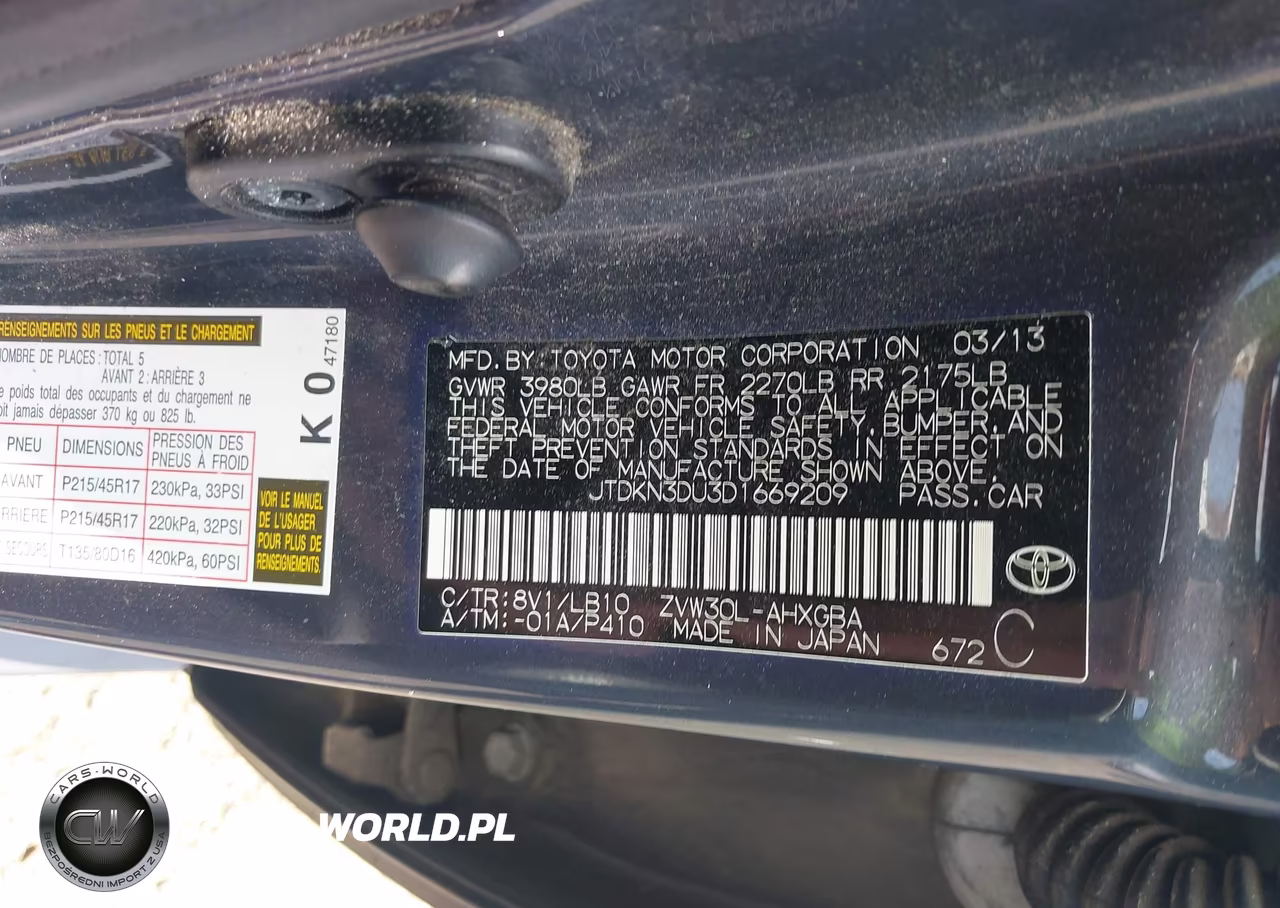 2013 Toyota Prius Five VIN:JTDKN3DU3D1669209 - 9