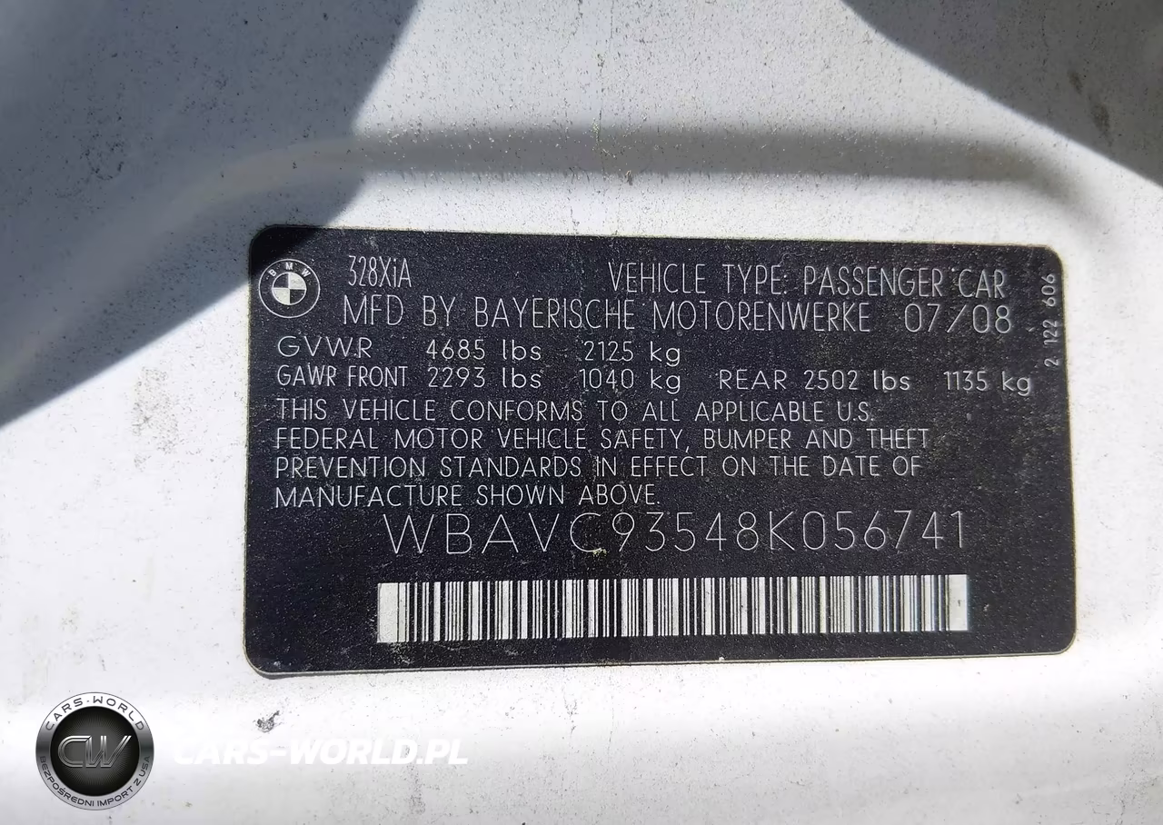 2008 BMW 328Xi VIN:WBAVC93548K056741 - 9