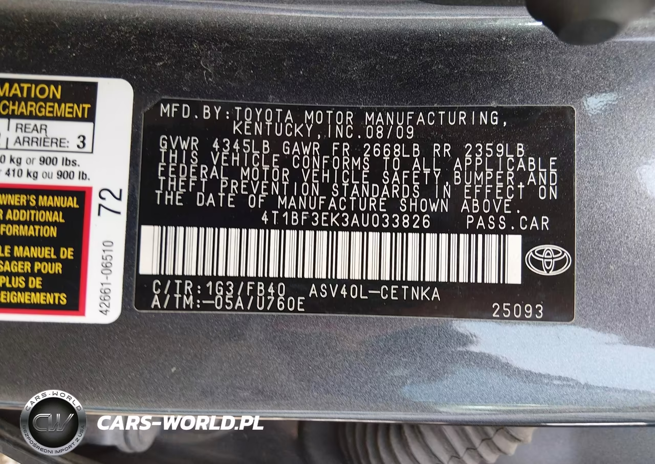 2010 Toyota Camry Le VIN:4T1BF3EK3AU033826 - 9