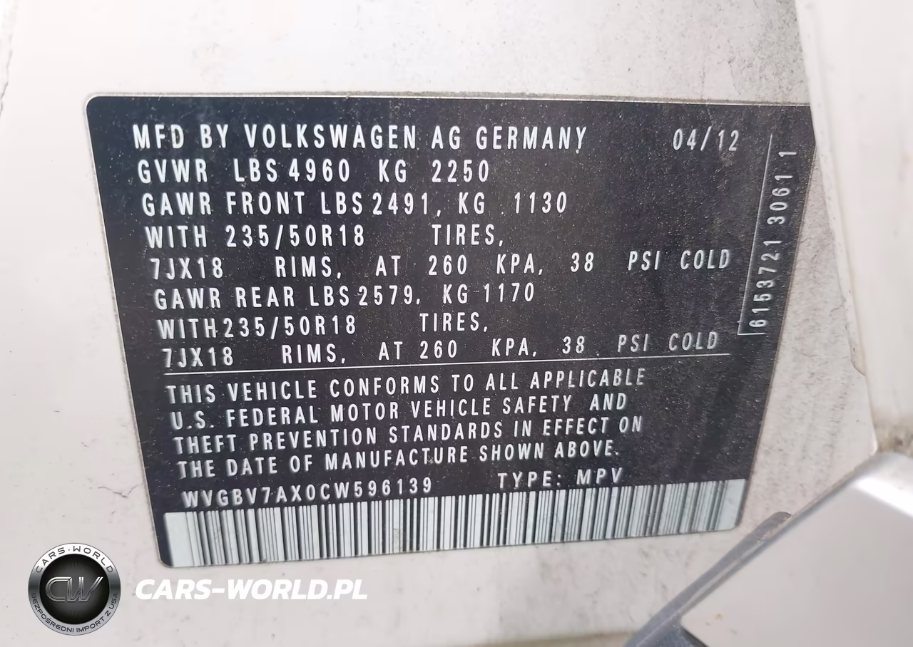 2012 Volkswagen Tiguan Se VIN:WVGBV7AX0CW596139 - 9