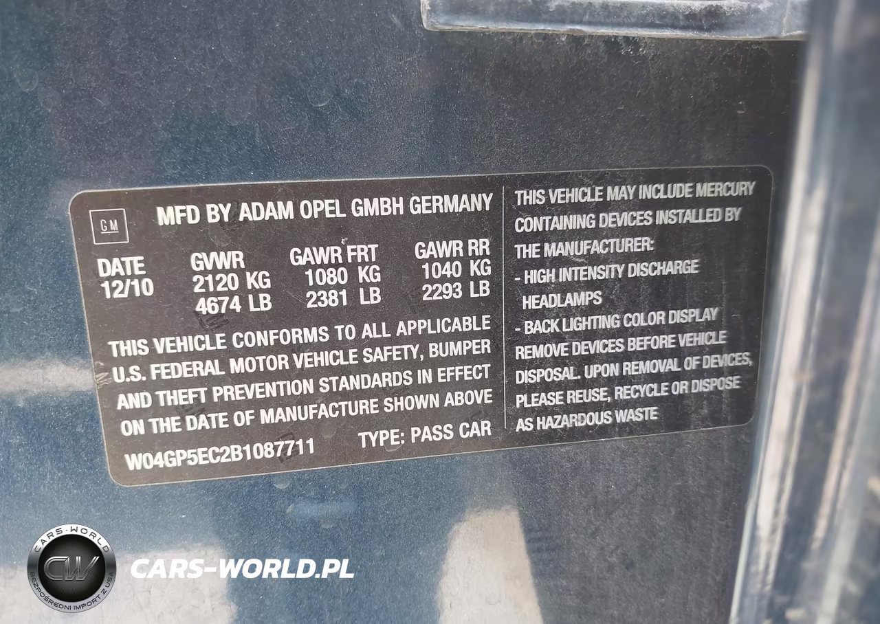 2011 Buick Regal Cxl Russelsheim VIN:W04GP5EC2B1087711 - 9