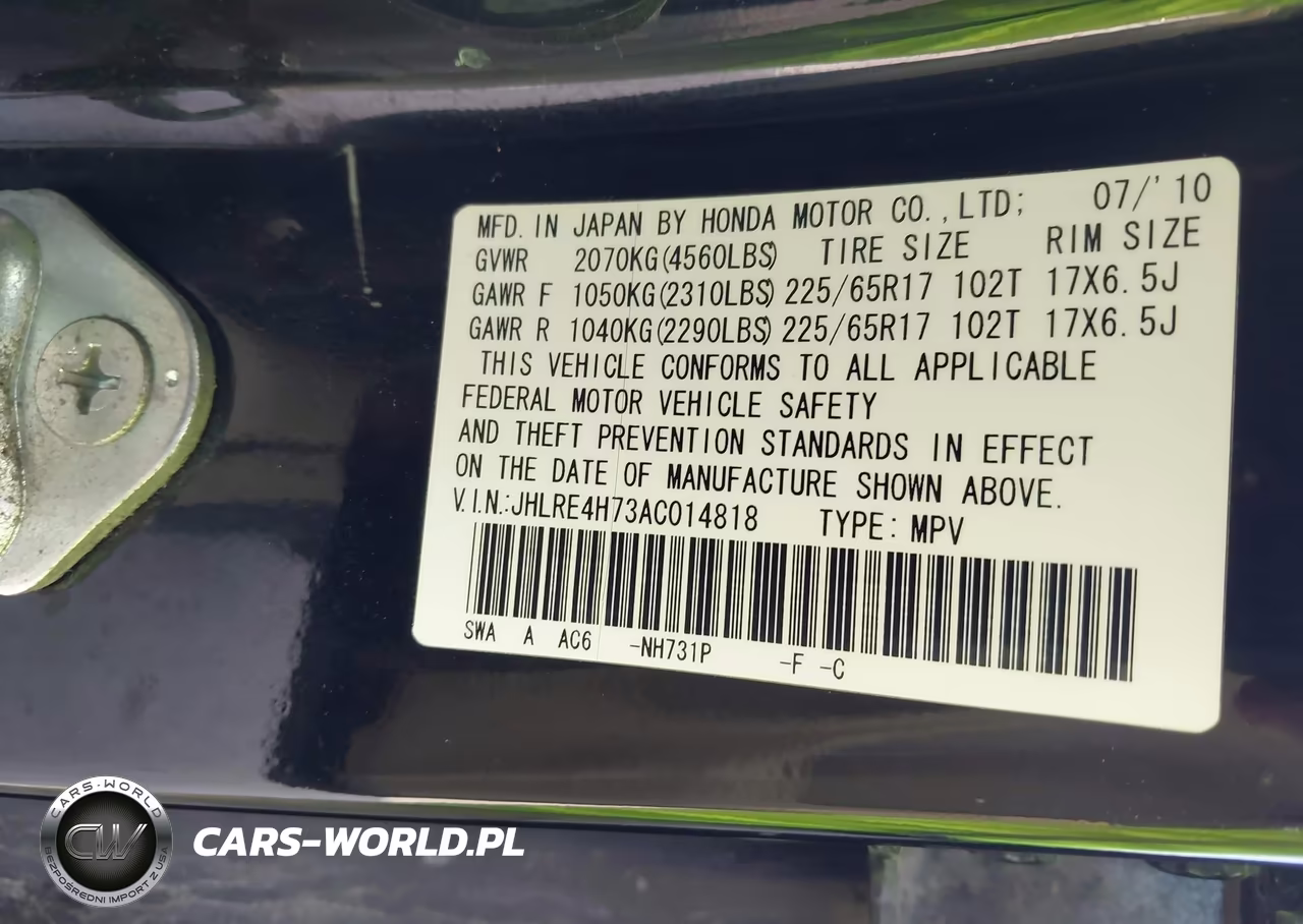2010 Honda Cr-V Ex-L VIN:JHLRE4H73AC014818 - 9
