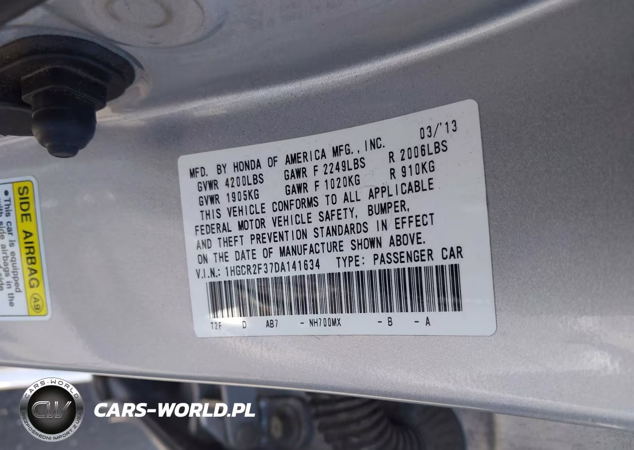 2013 Honda Accord Lx VIN:1HGCR2F37DA141634 - 9