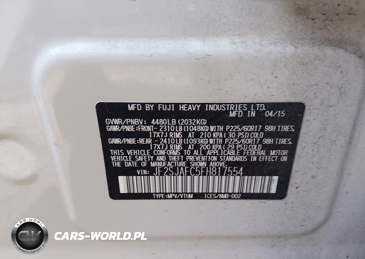2015 Subaru Forester 2.5I Premium VIN:JF2SJAFC5FH817554 - 9