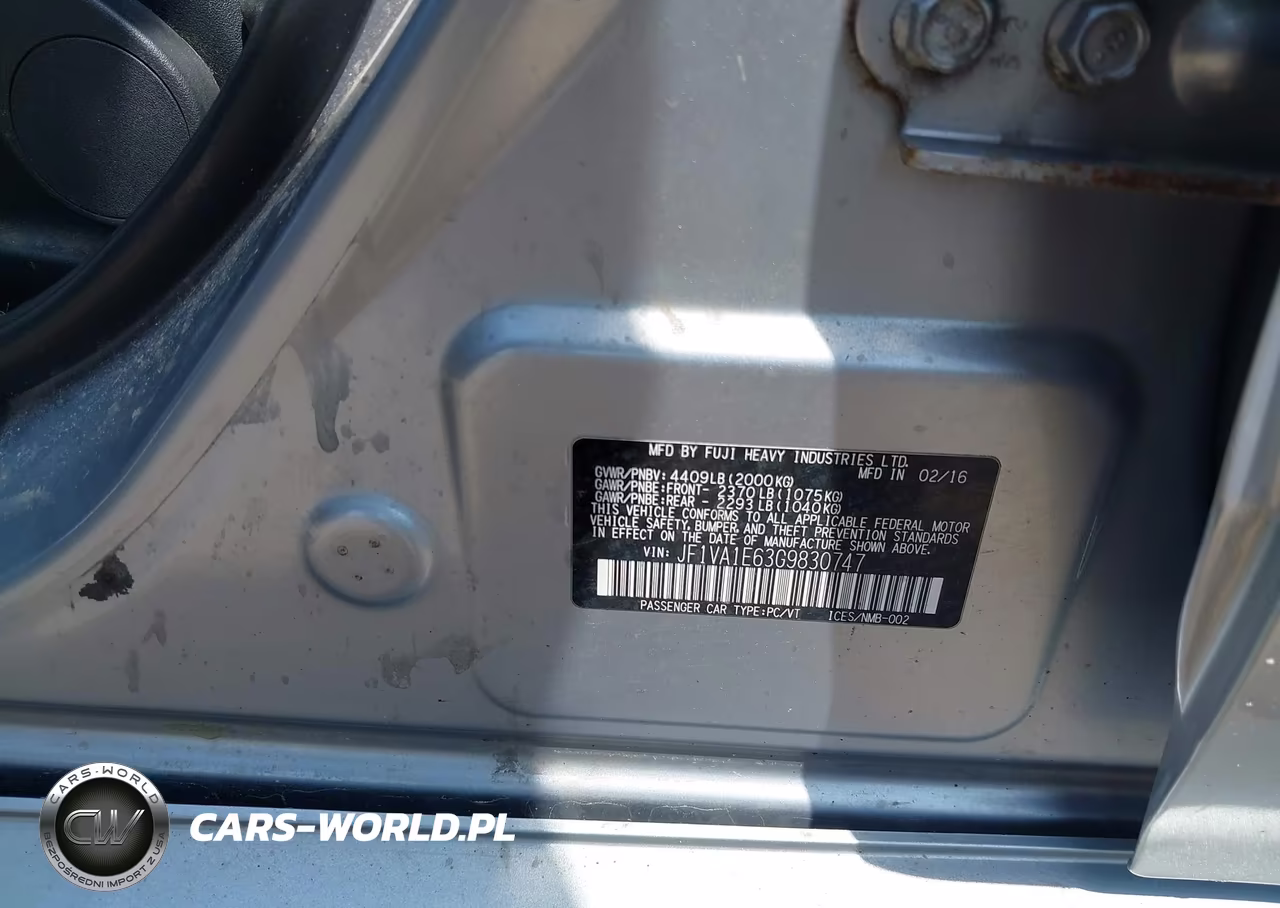 2016 Subaru Wrx Premium VIN:JF1VA1E63G9830747 - 9