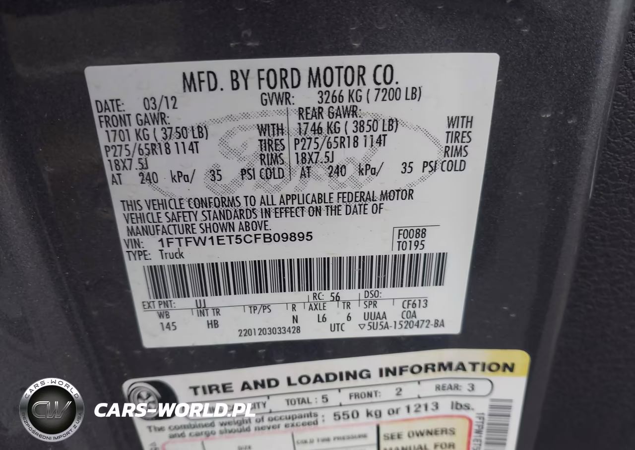 2012 Ford F-150 Lariat VIN:1FTFW1ET5CFB09895 - 9