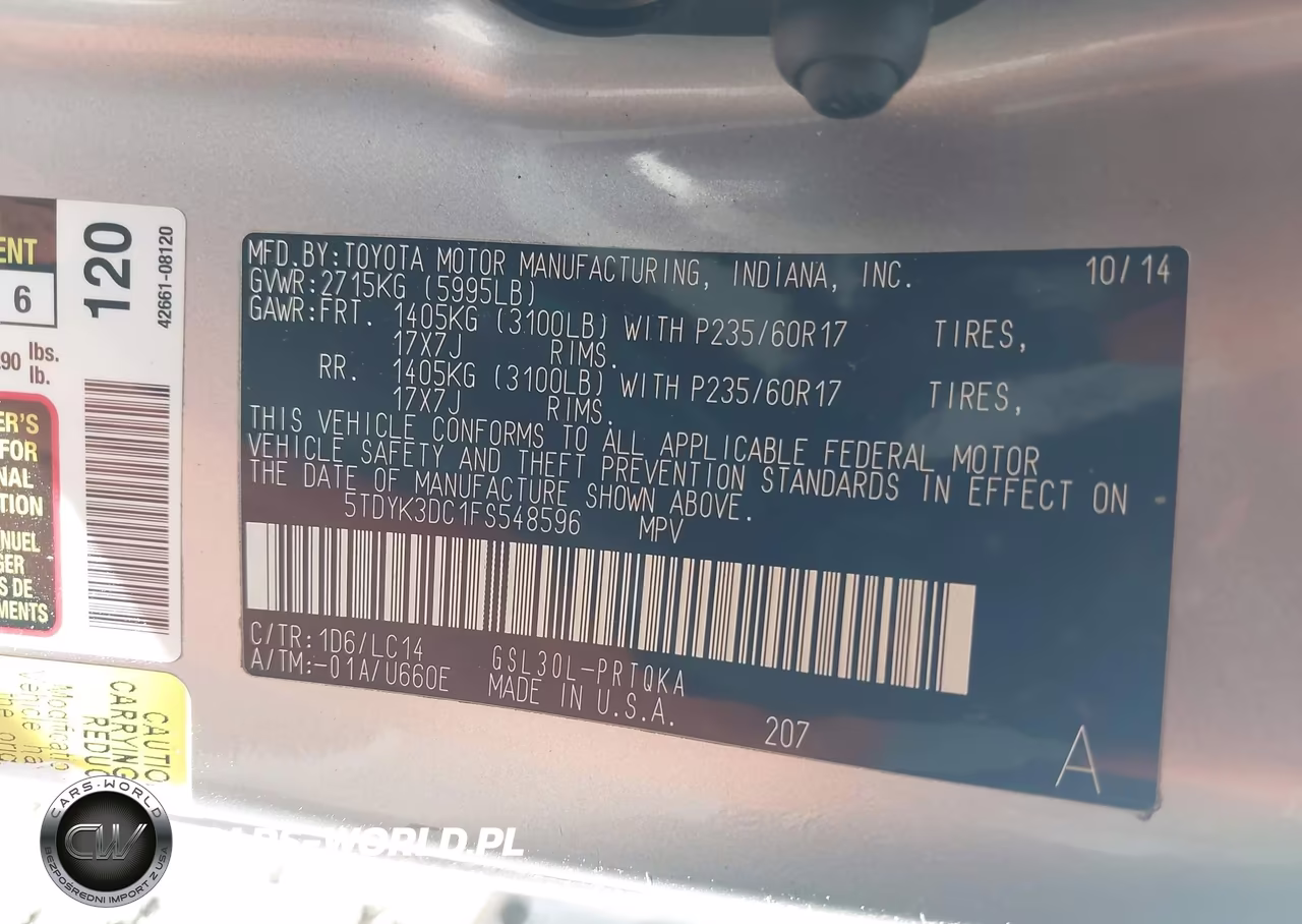 2015 Toyota Sienna Xle 8 Passenger VIN:5TDYK3DC1FS548596 - 9