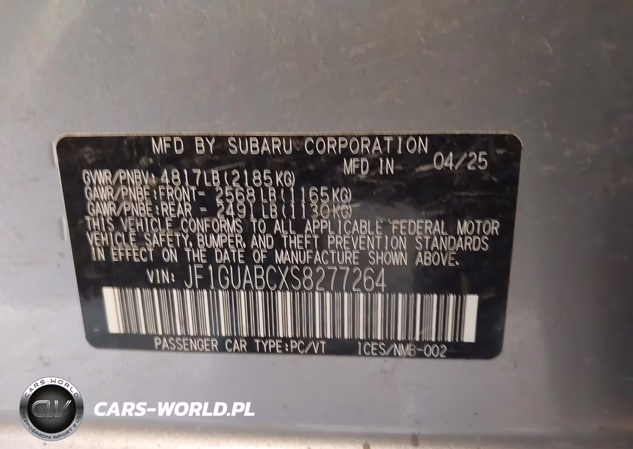 2025 Subaru Impreza Base 5-Door VIN:JF1GUABCXS8277264 - 9