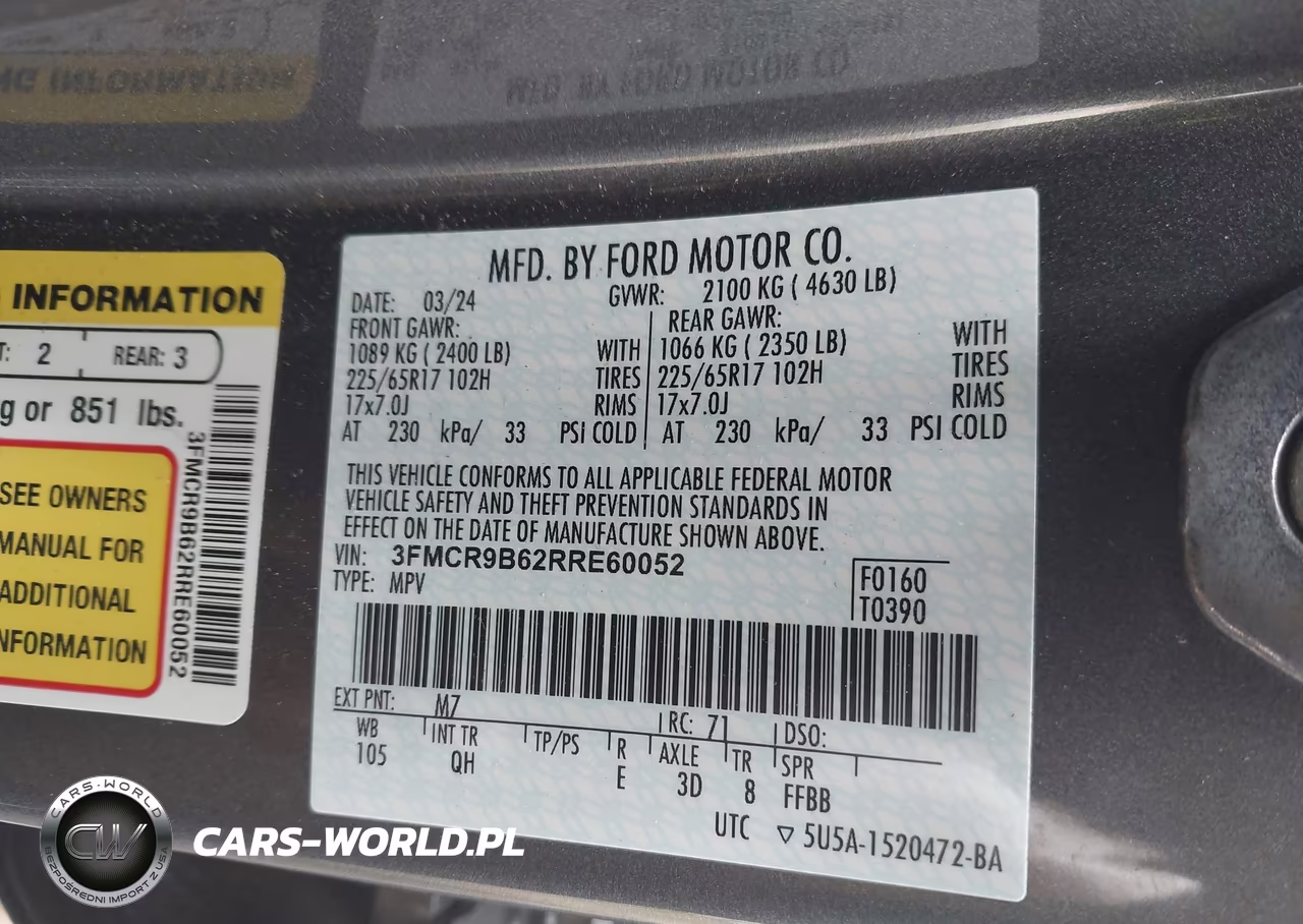 2024 Ford Bronco Sport Big Bend VIN:3FMCR9B62RRE60052 - 9